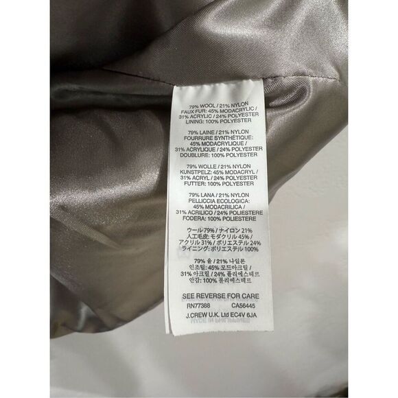 J Crew Stadium Cloth Fur Lined Wool Coat Size 0 - Picture 8 of 9